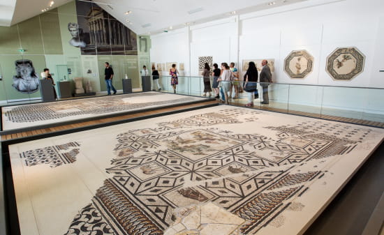 Grande mosaïque gallo-romaine exposée au Musée de Valence proche de la Viarhôna