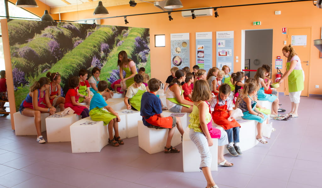 groupe d 'enfant suivant un atelier de savon